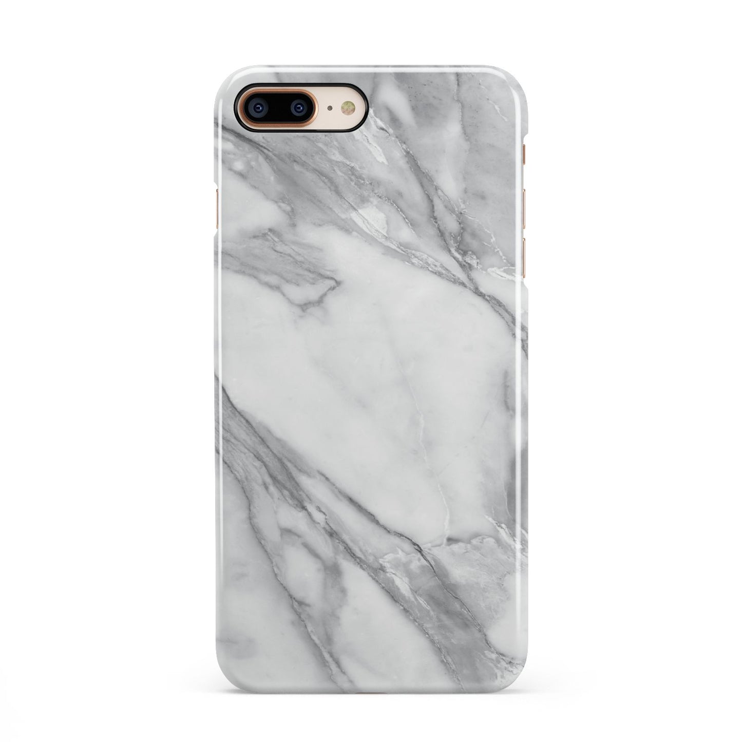 Faux Marble Effect White Grey iPhone 8 Plus 3D Snap Case on Gold Phone