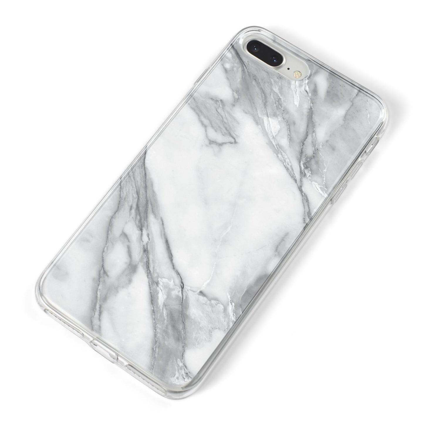 Faux Marble Effect White Grey iPhone 8 Plus Bumper Case on Silver iPhone Alternative Image