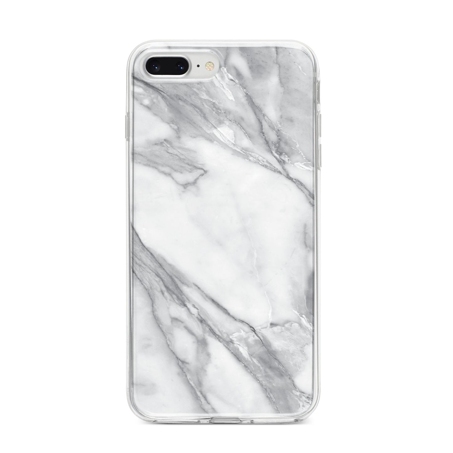 Faux Marble Effect White Grey iPhone 8 Plus Bumper Case on Silver iPhone