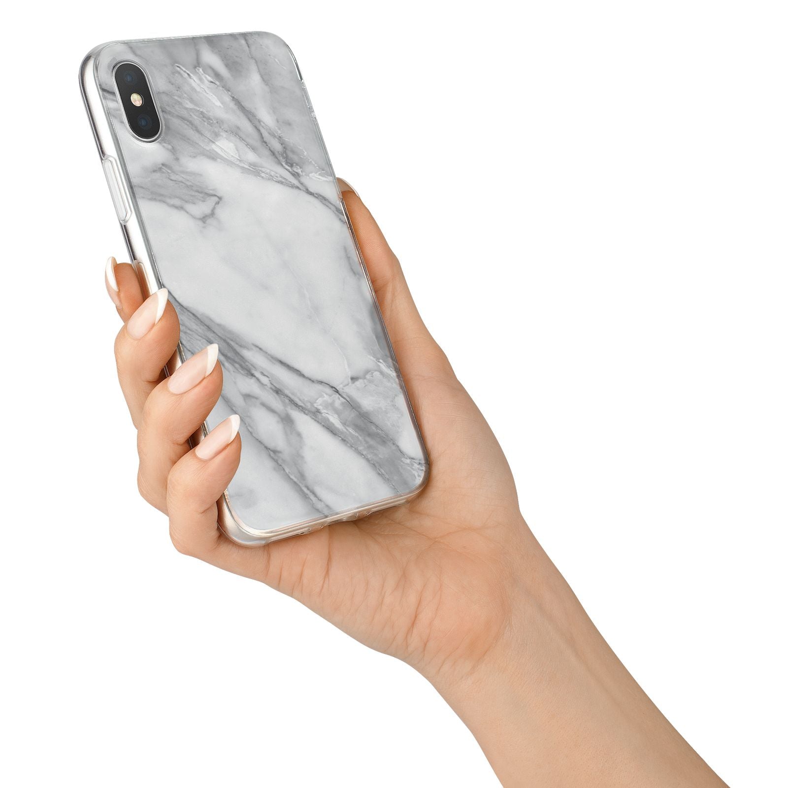 Faux Marble Effect White Grey iPhone X Bumper Case on Silver iPhone Alternative Image 2