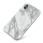 Faux Marble Effect White Grey iPhone X Bumper Case on Silver iPhone