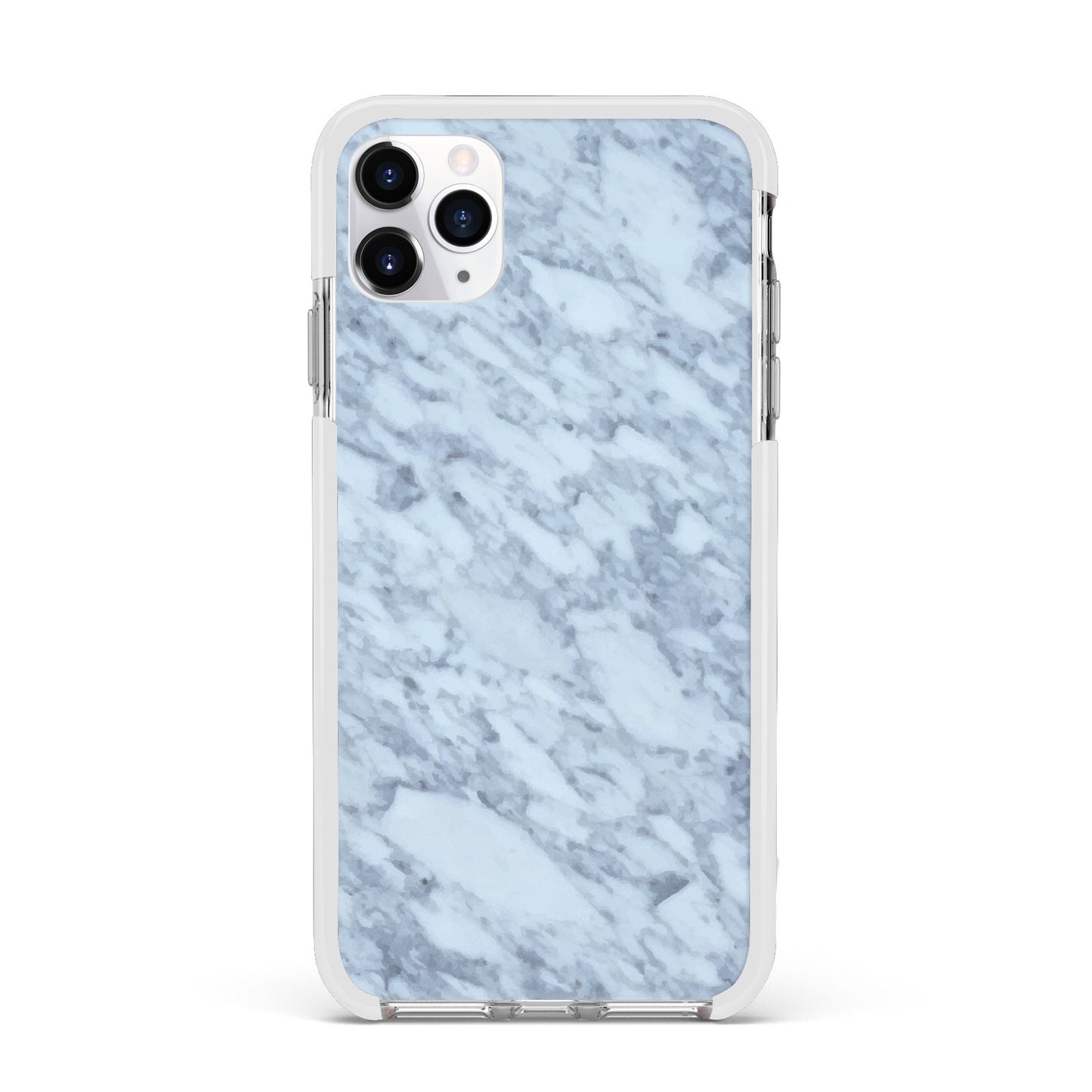Faux Marble Grey 2 Apple iPhone 11 Pro Max in Silver with White Impact Case