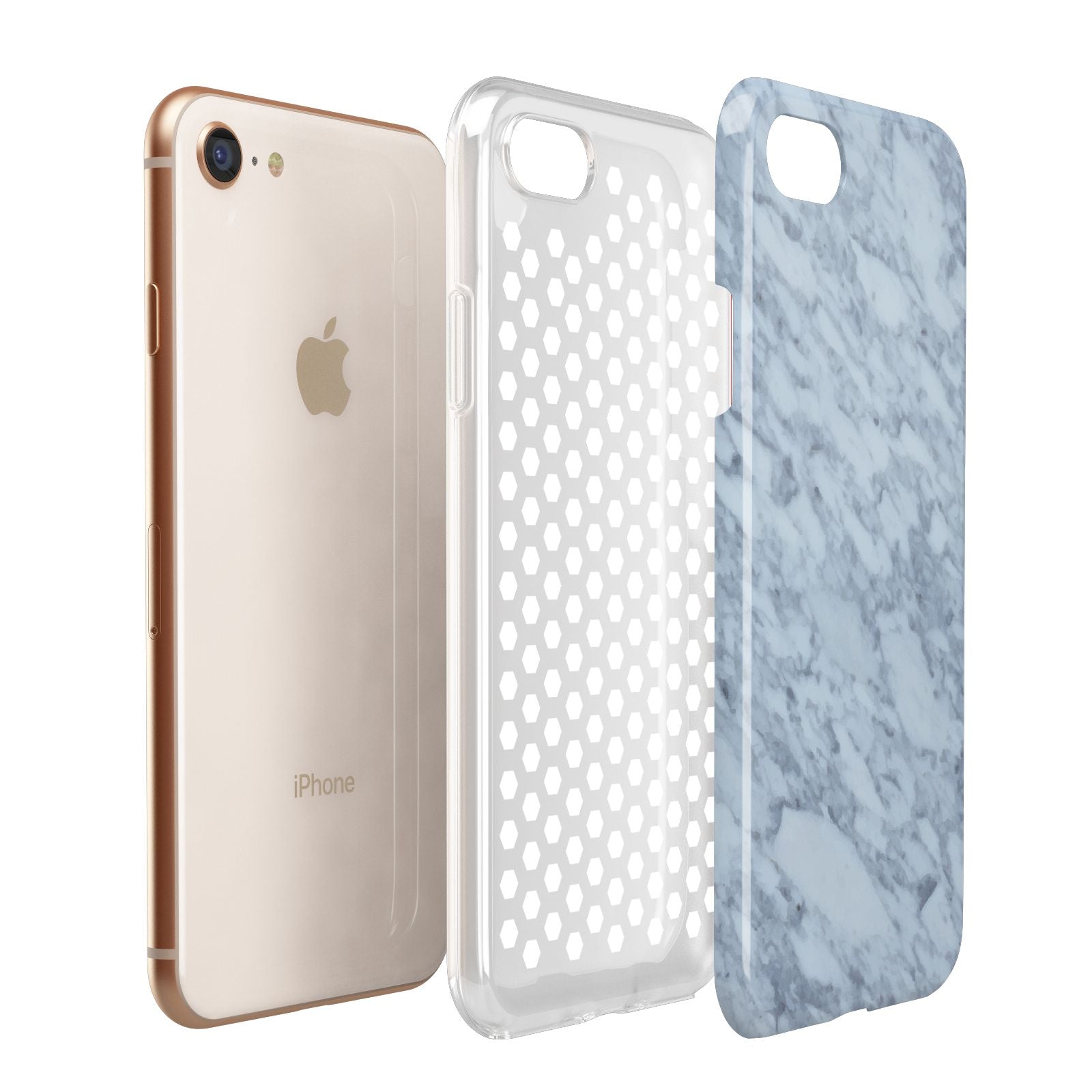 Faux Marble Grey 2 Apple iPhone 7 8 3D Tough Case Expanded View