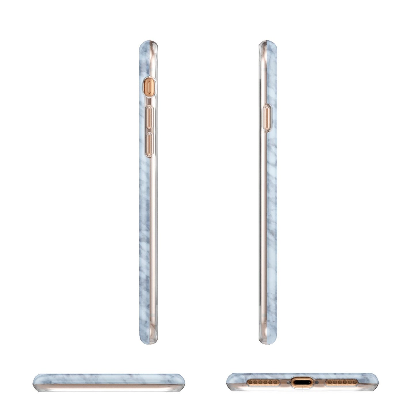 Faux Marble Grey 2 Apple iPhone 7 8 3D Wrap Tough Case Alternative Image Angles