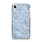 Faux Marble Grey 2 Apple iPhone XR Impact Case Black Edge on Silver Phone