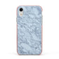 Faux Marble Grey 2 Apple iPhone XR Impact Case Pink Edge on Silver Phone