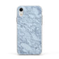 Faux Marble Grey 2 Apple iPhone XR Impact Case White Edge on Silver Phone