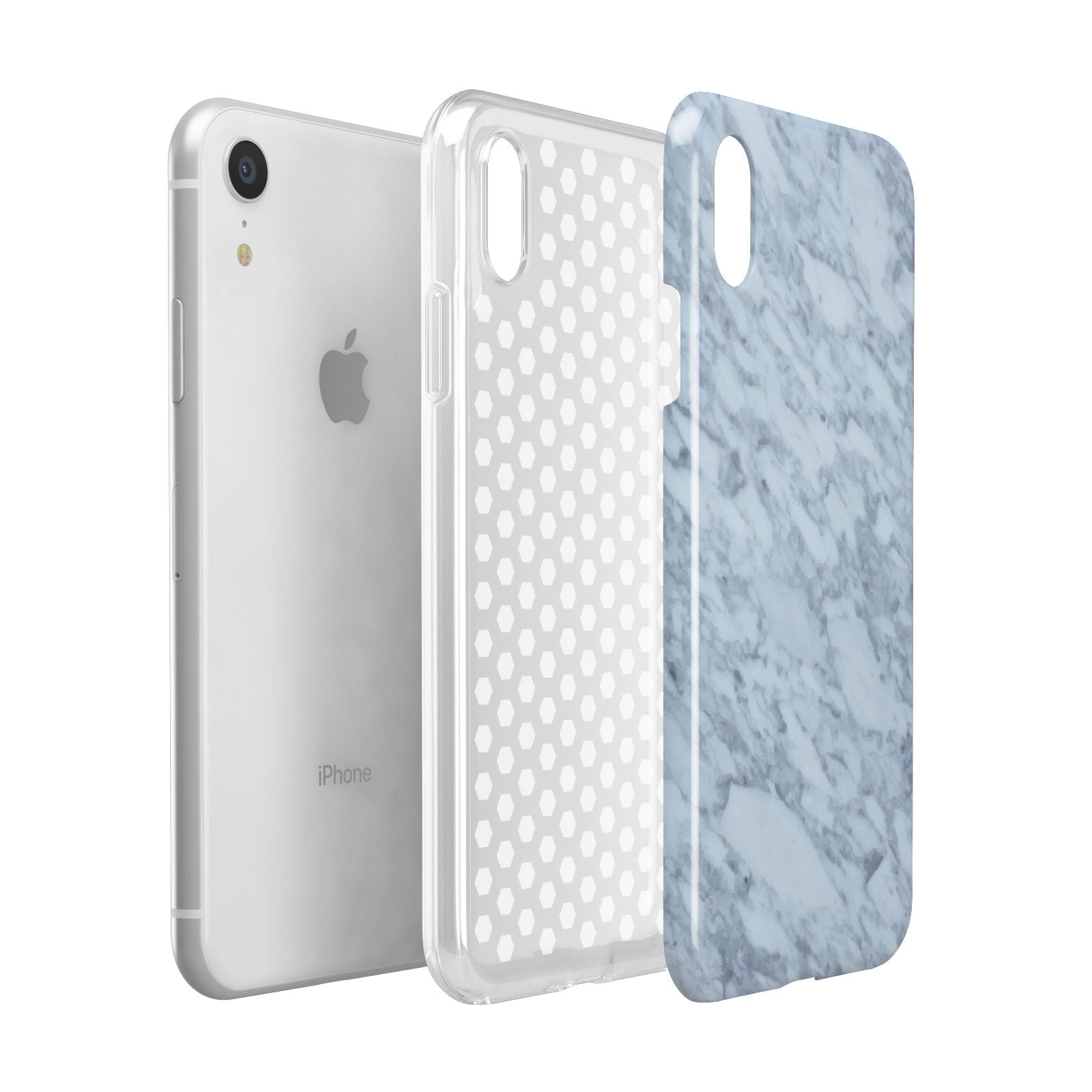 Faux Marble Grey 2 Apple iPhone XR White 3D Tough Case Expanded view