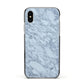 Faux Marble Grey 2 Apple iPhone Xs Impact Case Black Edge on Silver Phone
