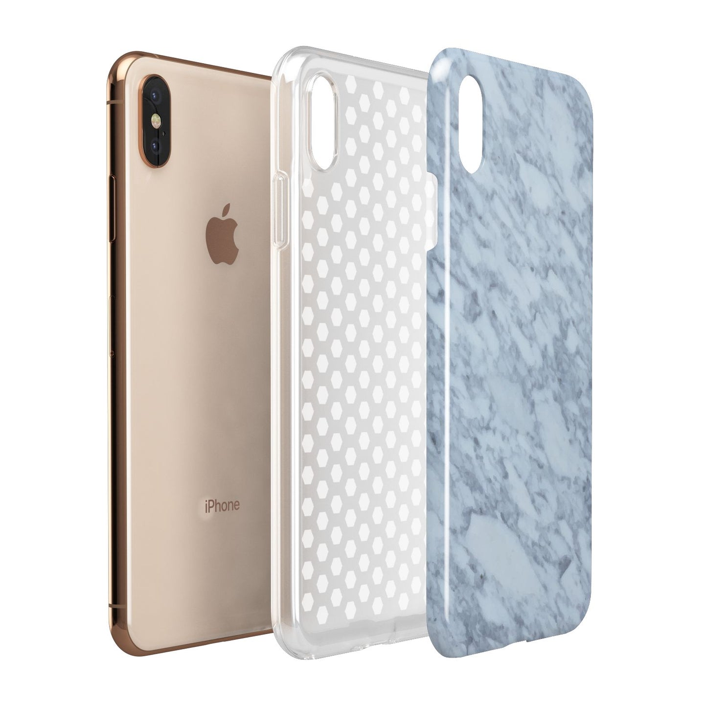Faux Marble Grey 2 Apple iPhone Xs Max 3D Tough Case Expanded View