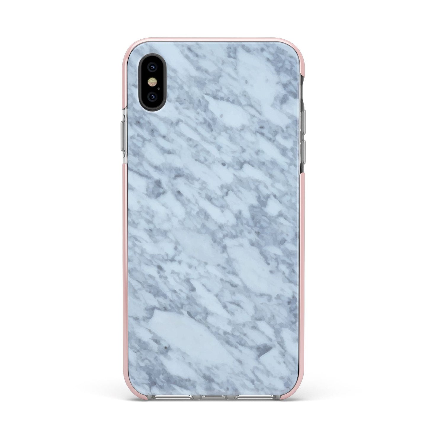 Faux Marble Grey 2 Apple iPhone Xs Max Impact Case Pink Edge on Black Phone