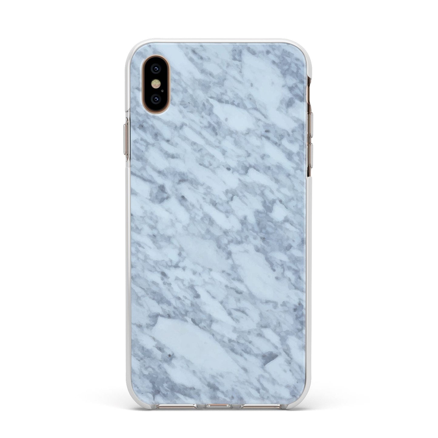 Faux Marble Grey 2 Apple iPhone Xs Max Impact Case White Edge on Gold Phone