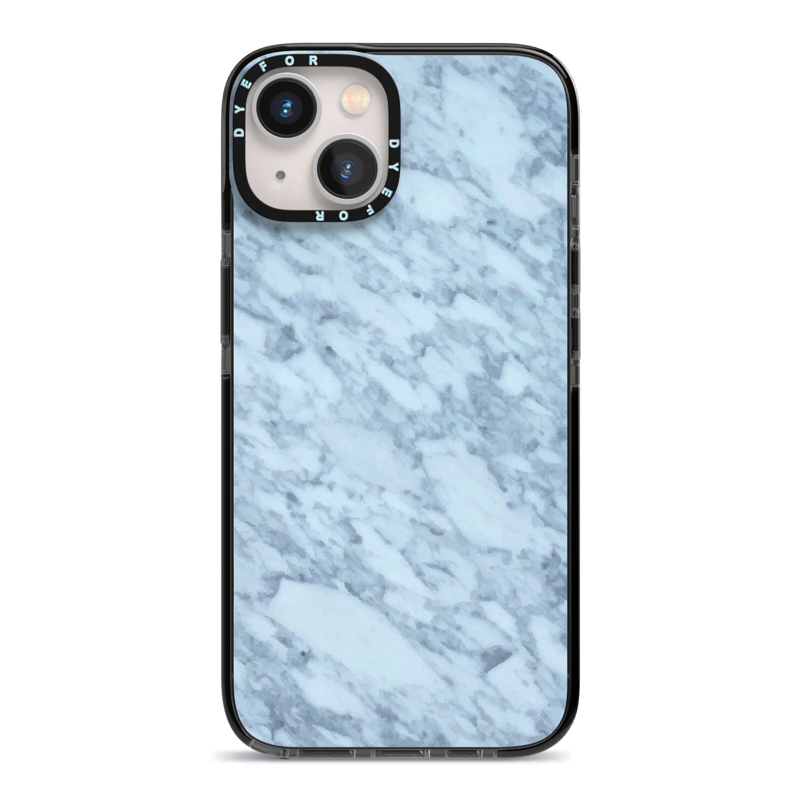 Faux Marble Grey 2 iPhone 13 Black Impact Case on Silver phone