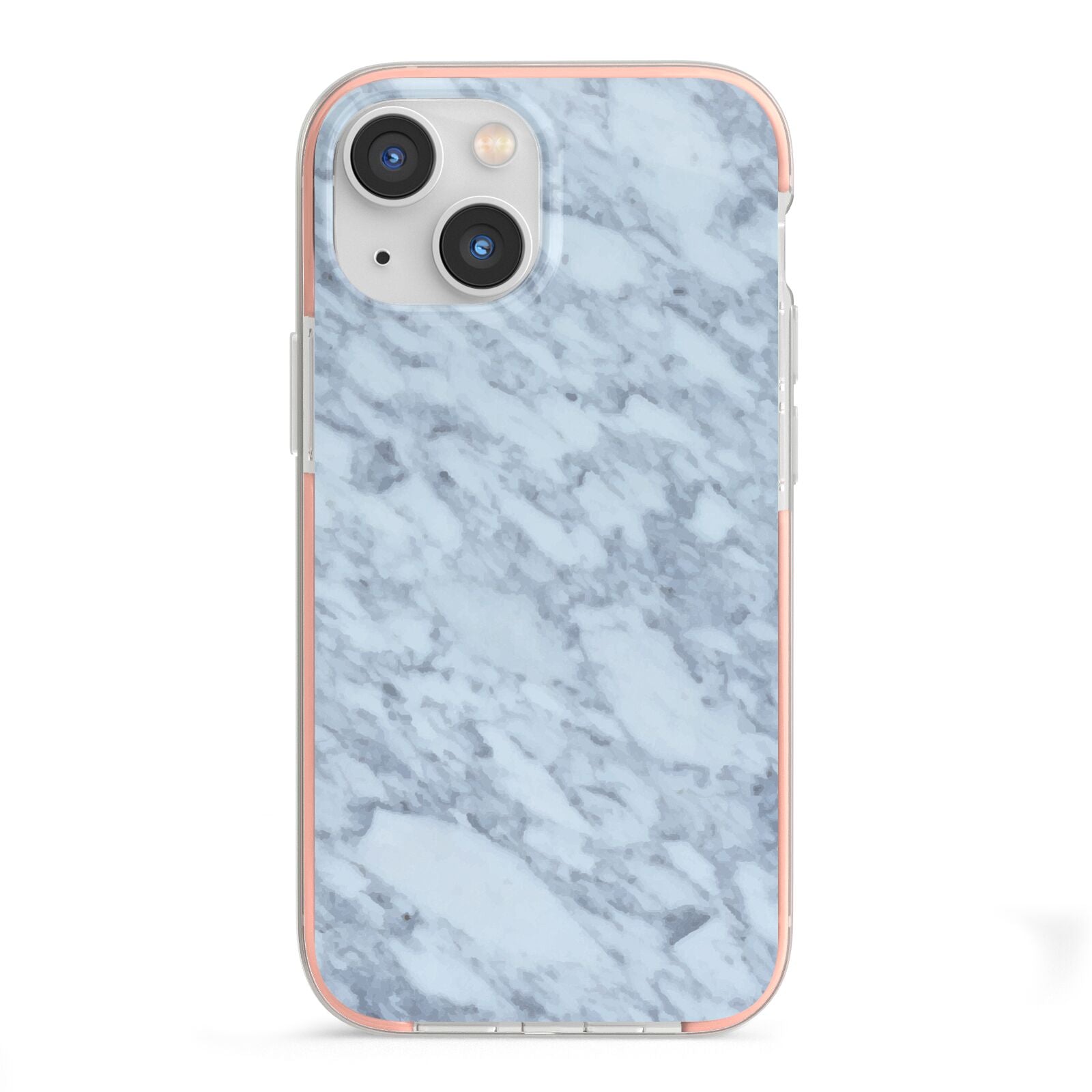 Faux Marble Grey 2 iPhone 13 Mini TPU Impact Case with Pink Edges