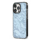 Faux Marble Grey 2 iPhone 13 Pro Black Impact Case Side Angle on Silver phone