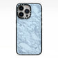 Faux Marble Grey 2 iPhone 13 Pro Black Impact Case on Silver phone