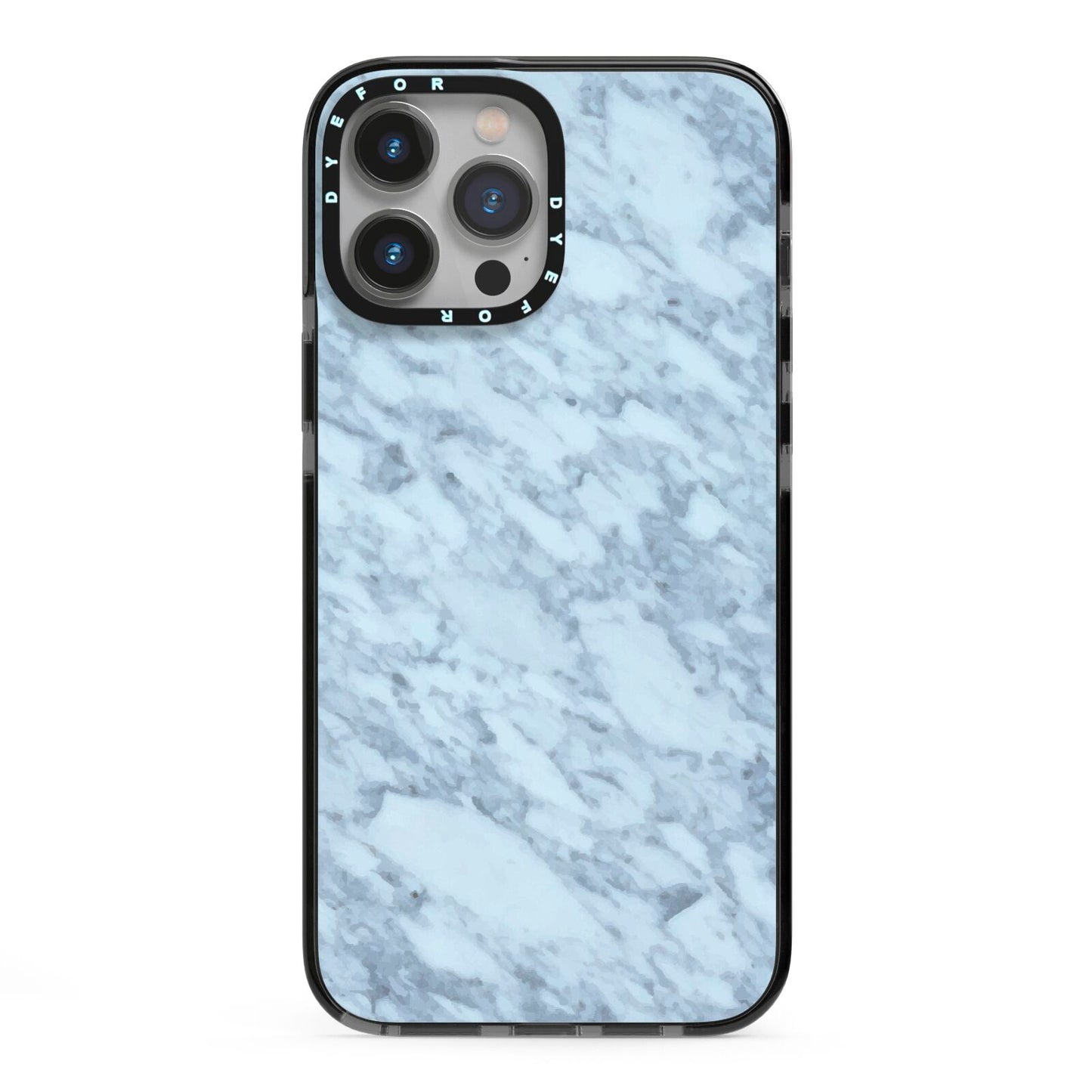 Faux Marble Grey 2 iPhone 13 Pro Max Black Impact Case on Silver phone