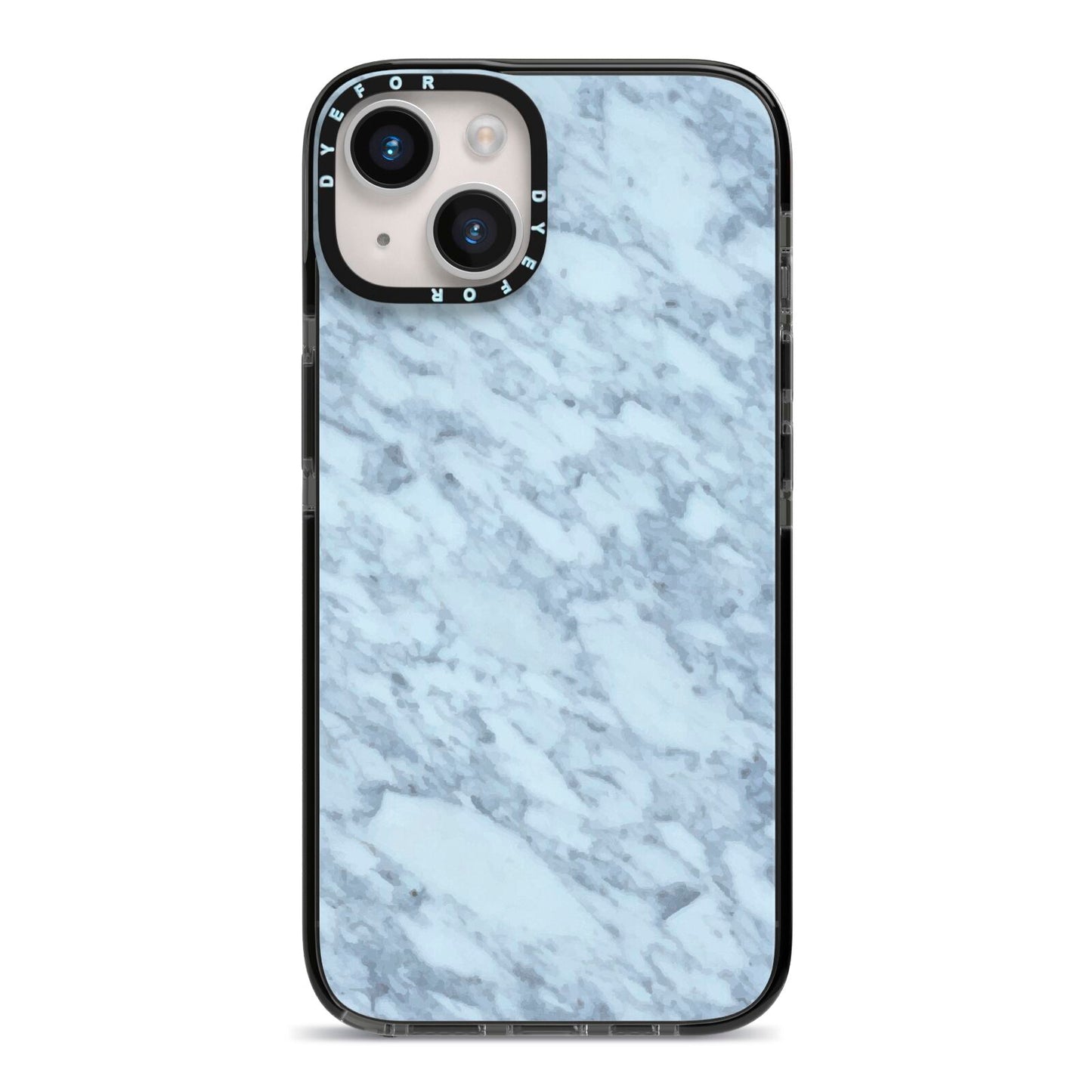 Faux Marble Grey 2 iPhone 14 Black Impact Case on Silver phone