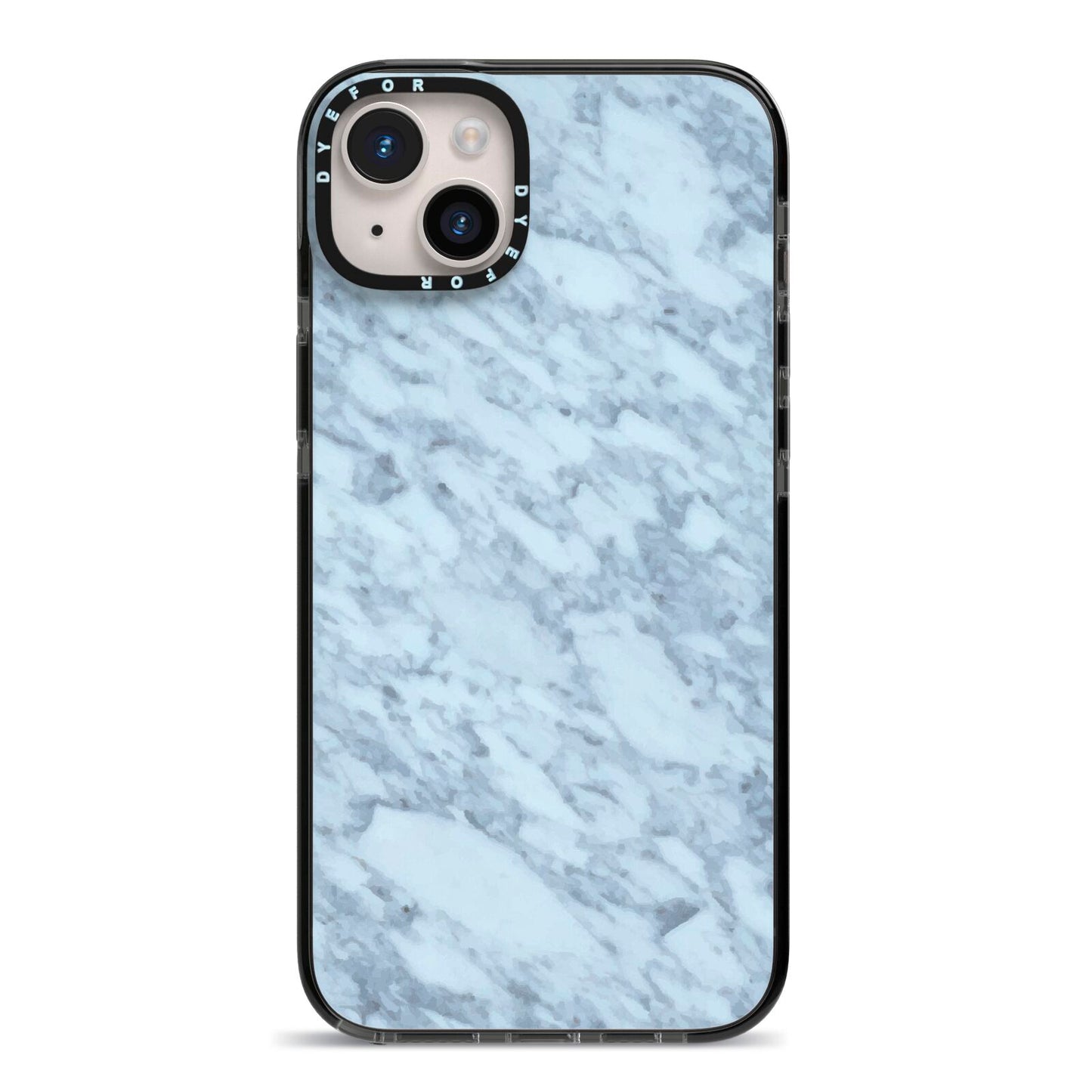 Faux Marble Grey 2 iPhone 14 Plus Black Impact Case on Silver phone