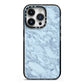 Faux Marble Grey 2 iPhone 14 Pro Black Impact Case on Silver phone
