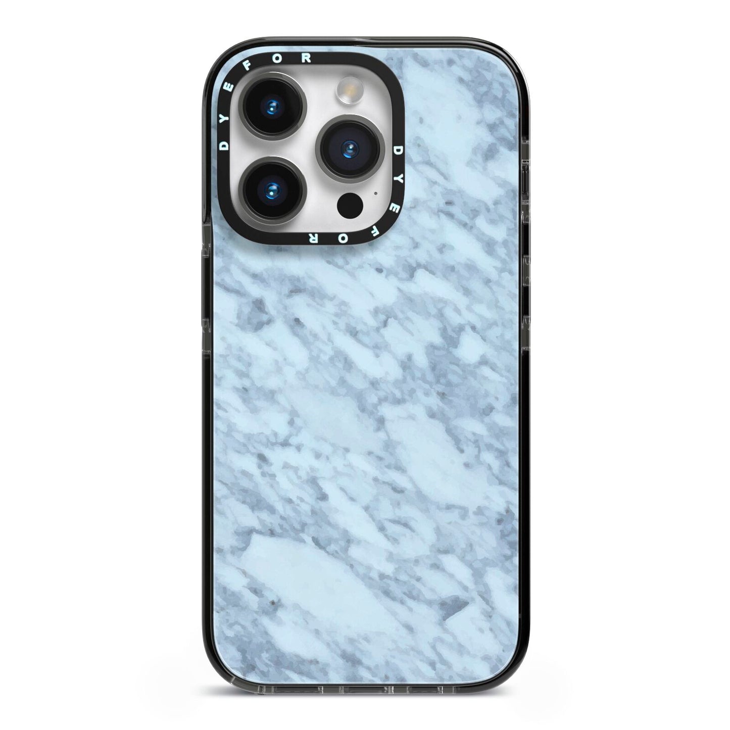 Faux Marble Grey 2 iPhone 14 Pro Black Impact Case on Silver phone