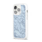 Faux Marble Grey 2 iPhone 14 Pro Clear Tough Case Silver Angled Image