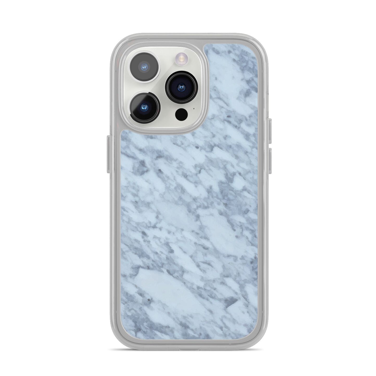 Faux Marble Grey 2 iPhone 14 Pro Clear Tough Case Silver