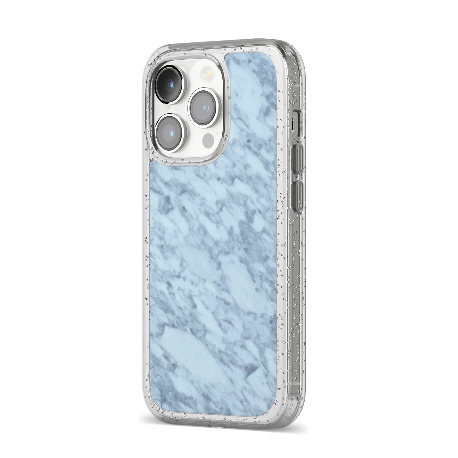 Faux Marble Grey 2 iPhone 14 Pro Glitter Tough Case Silver Angled Image