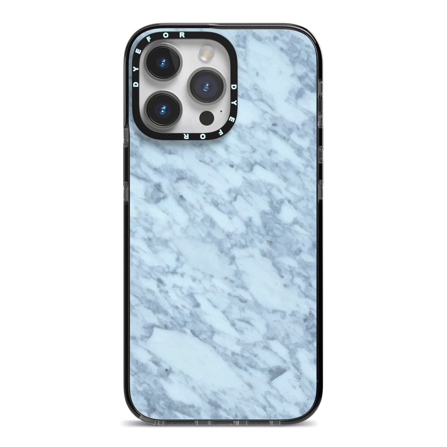 Faux Marble Grey 2 iPhone 14 Pro Max Black Impact Case on Silver phone