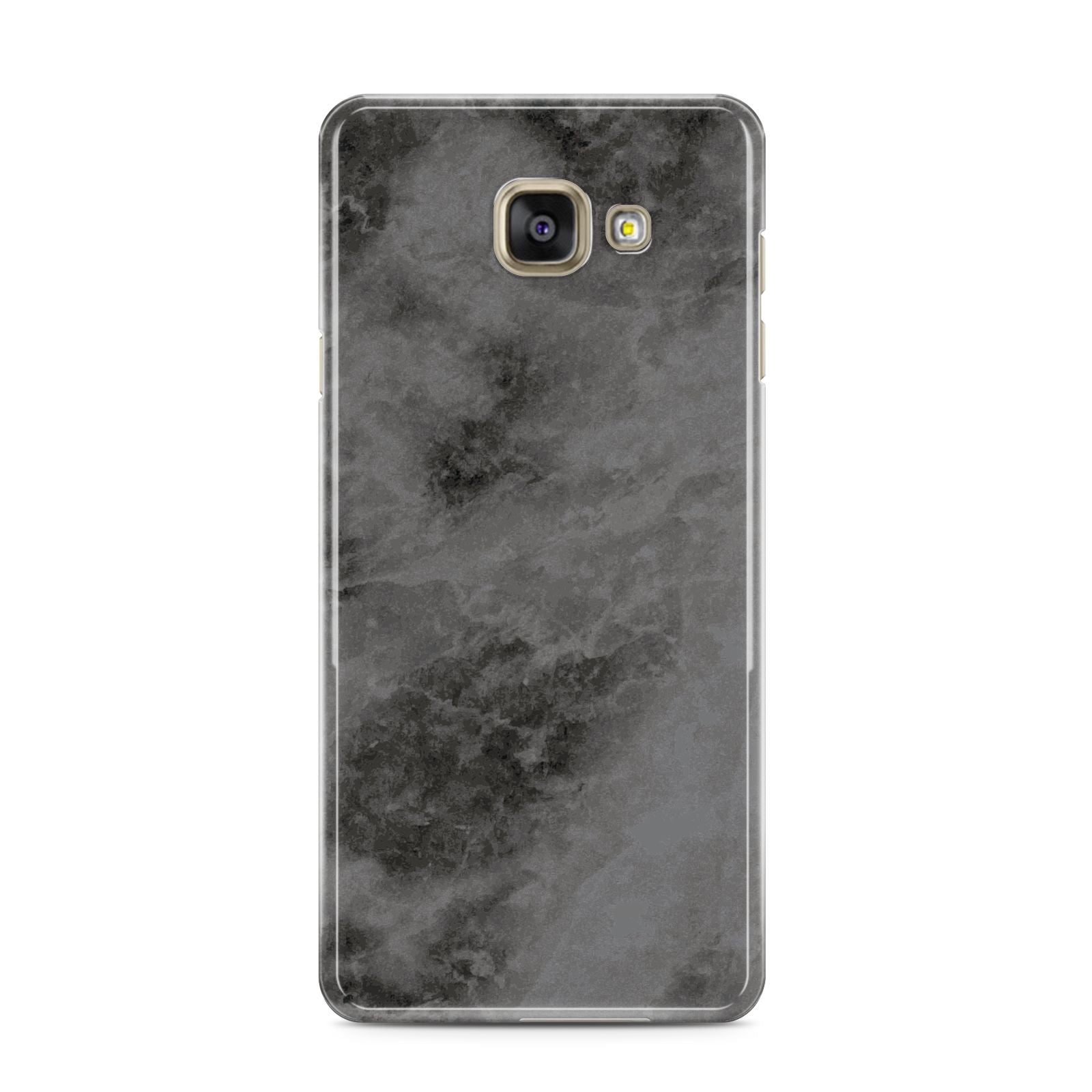 Faux Marble Grey Black Samsung Galaxy A3 2016 Case on gold phone