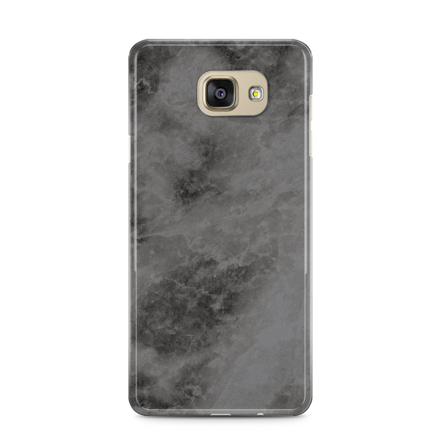 Faux Marble Grey Black Samsung Galaxy A5 2016 Case on gold phone