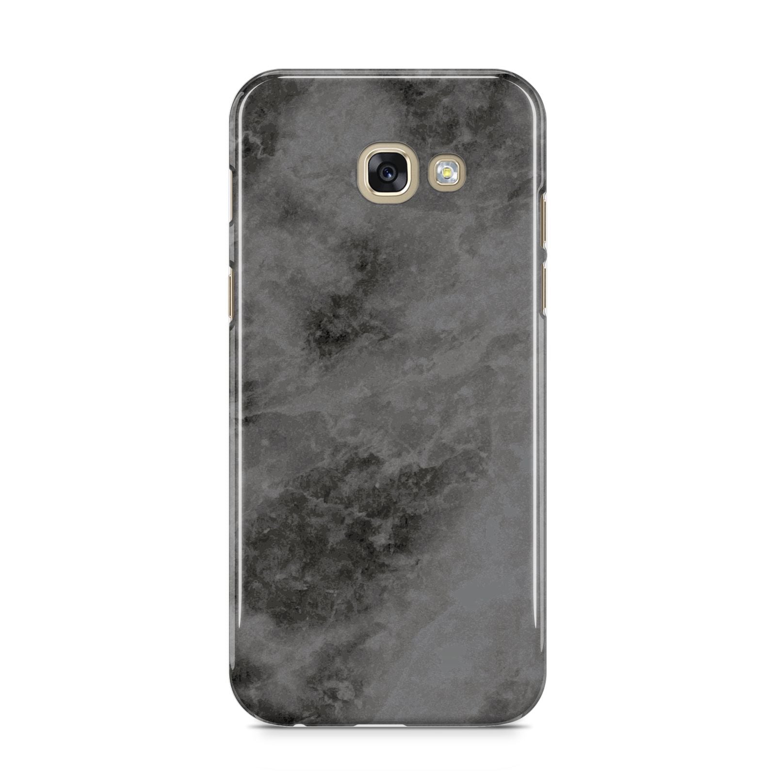 Faux Marble Grey Black Samsung Galaxy A5 2017 Case on gold phone