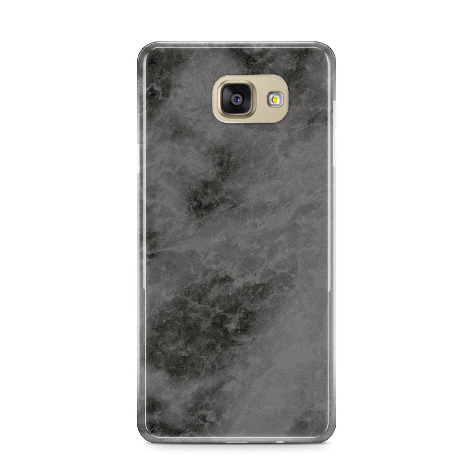 Faux Marble Grey Black Samsung Galaxy A9 2016 Case on gold phone