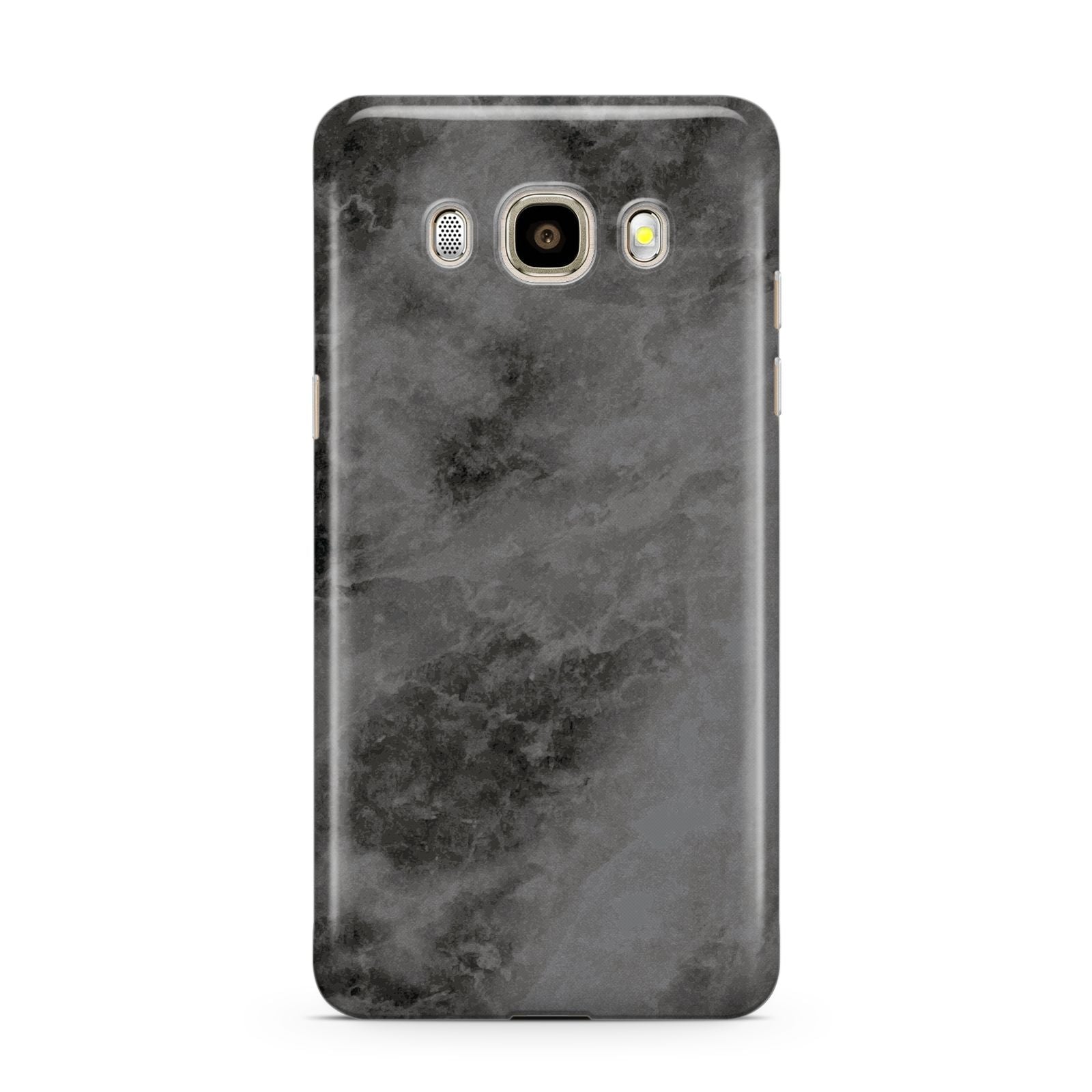 Faux Marble Grey Black Samsung Galaxy J7 2016 Case on gold phone