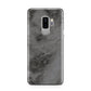 Faux Marble Grey Black Samsung Galaxy S9 Plus Case on Silver phone