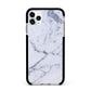 Faux Marble Grey White Apple iPhone 11 Pro Max in Silver with Black Impact Case
