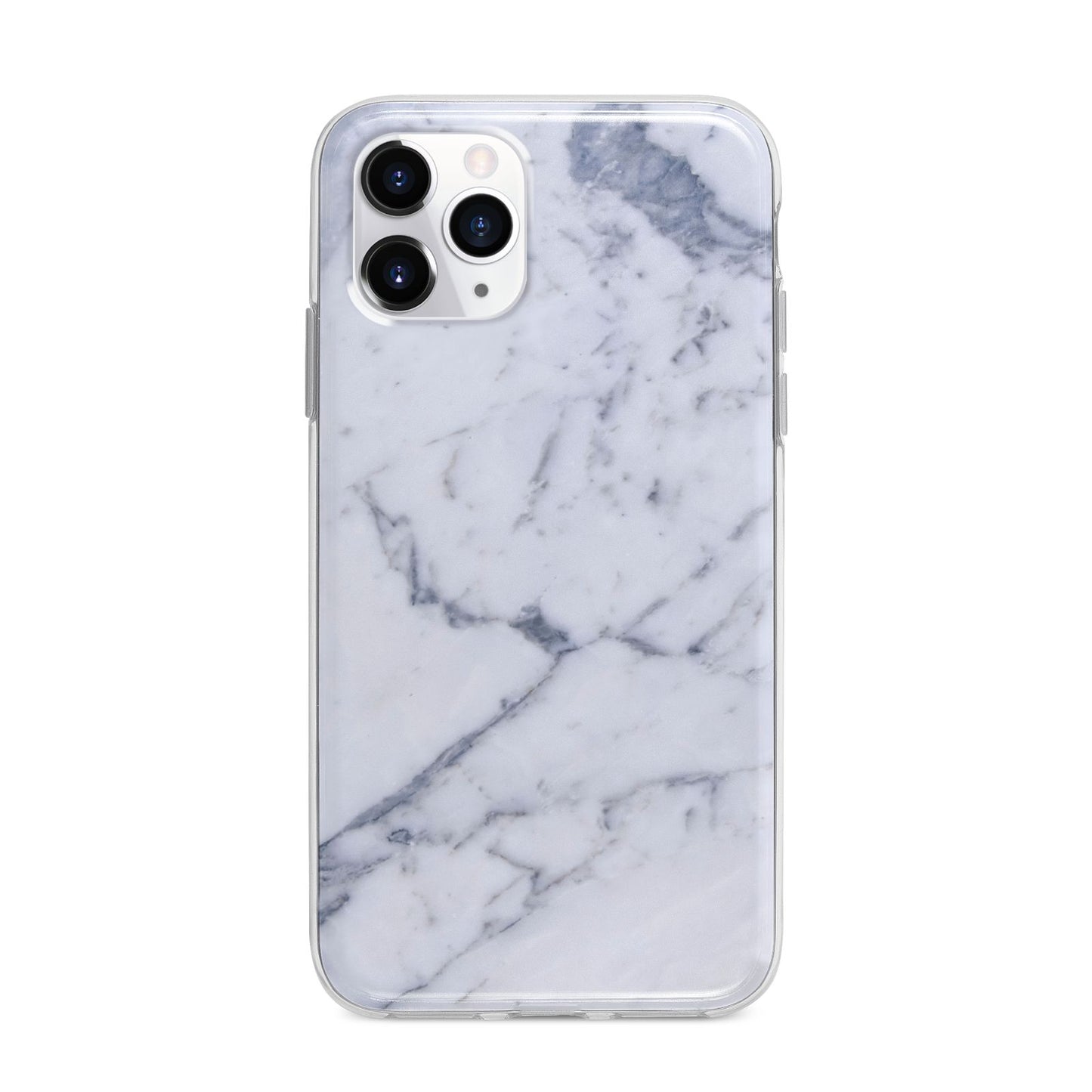 Faux Marble Grey White Apple iPhone 11 Pro Max in Silver with Bumper Case
