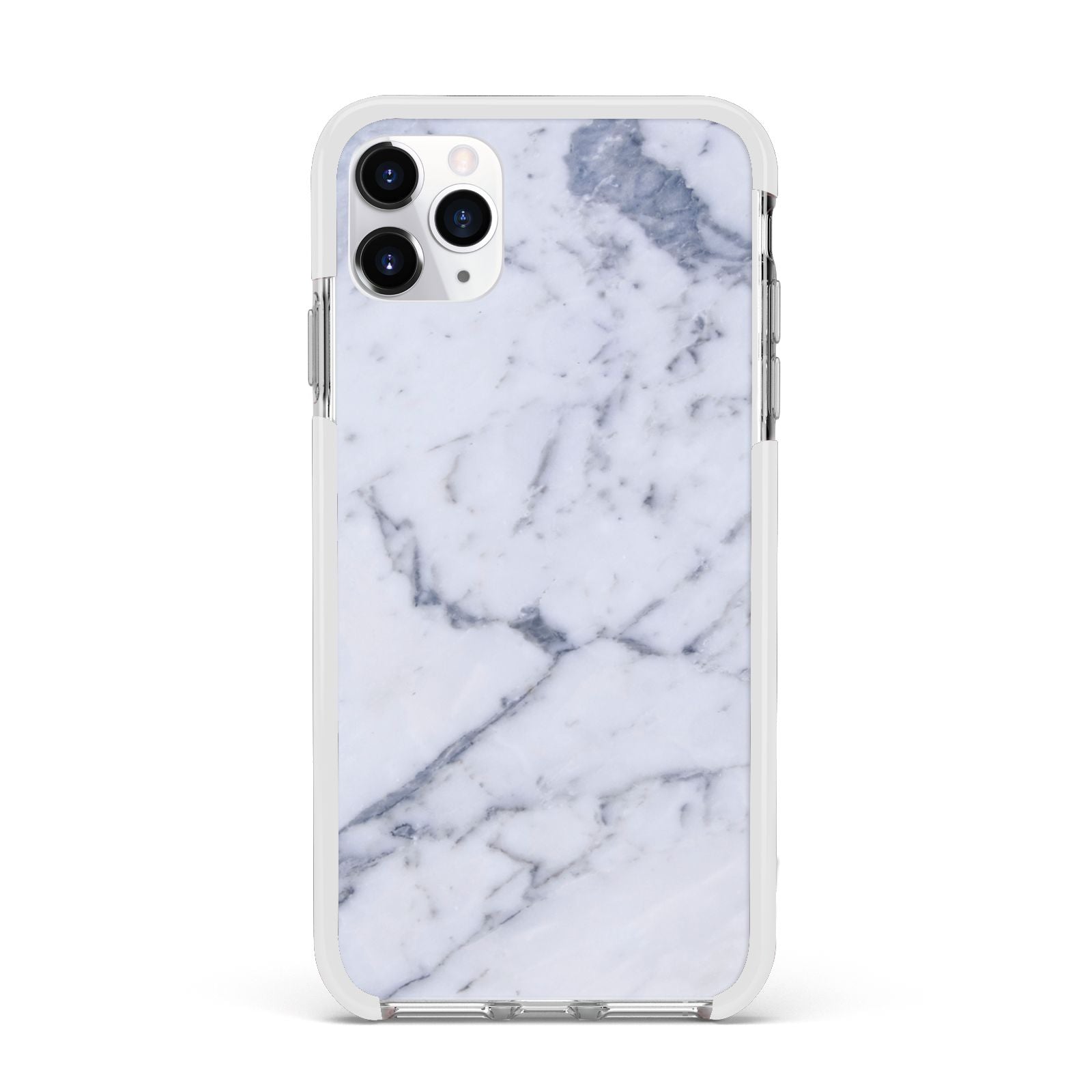 Faux Marble Grey White Apple iPhone 11 Pro Max in Silver with White Impact Case