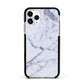 Faux Marble Grey White Apple iPhone 11 Pro in Silver with Black Impact Case