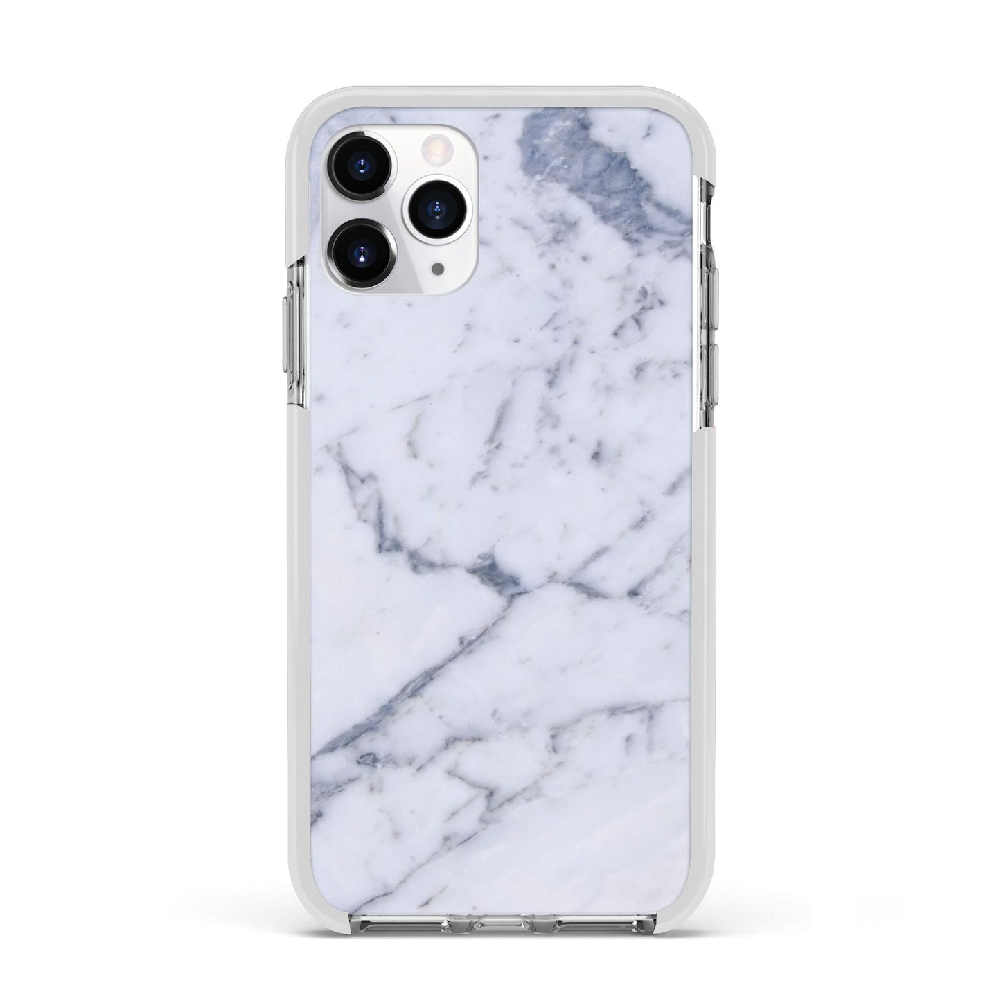 Faux Marble Grey White Apple iPhone 11 Pro in Silver with White Impact Case