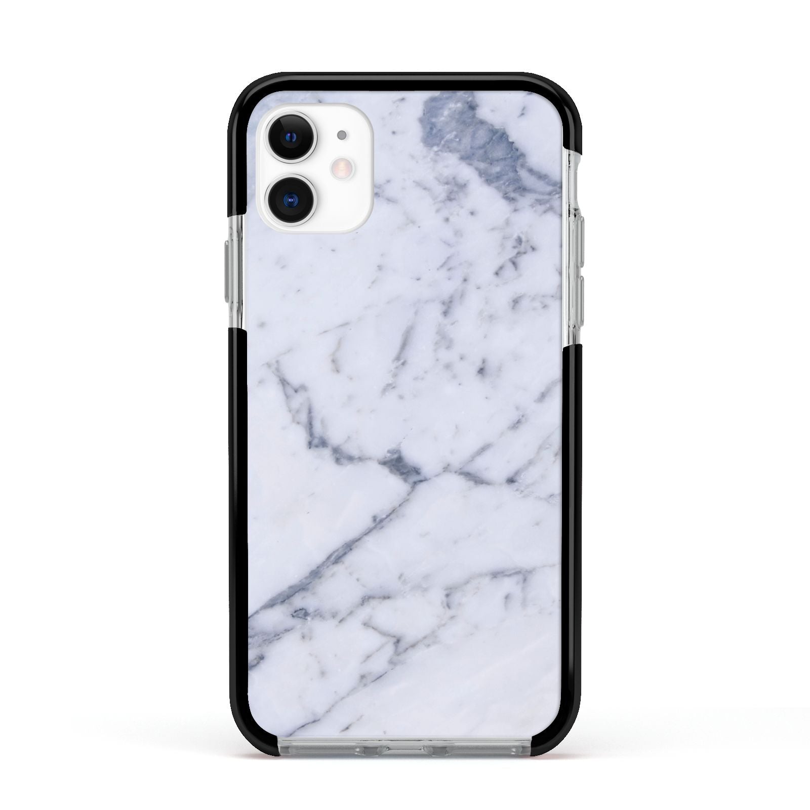 Faux Marble Grey White Apple iPhone 11 in White with Black Impact Case