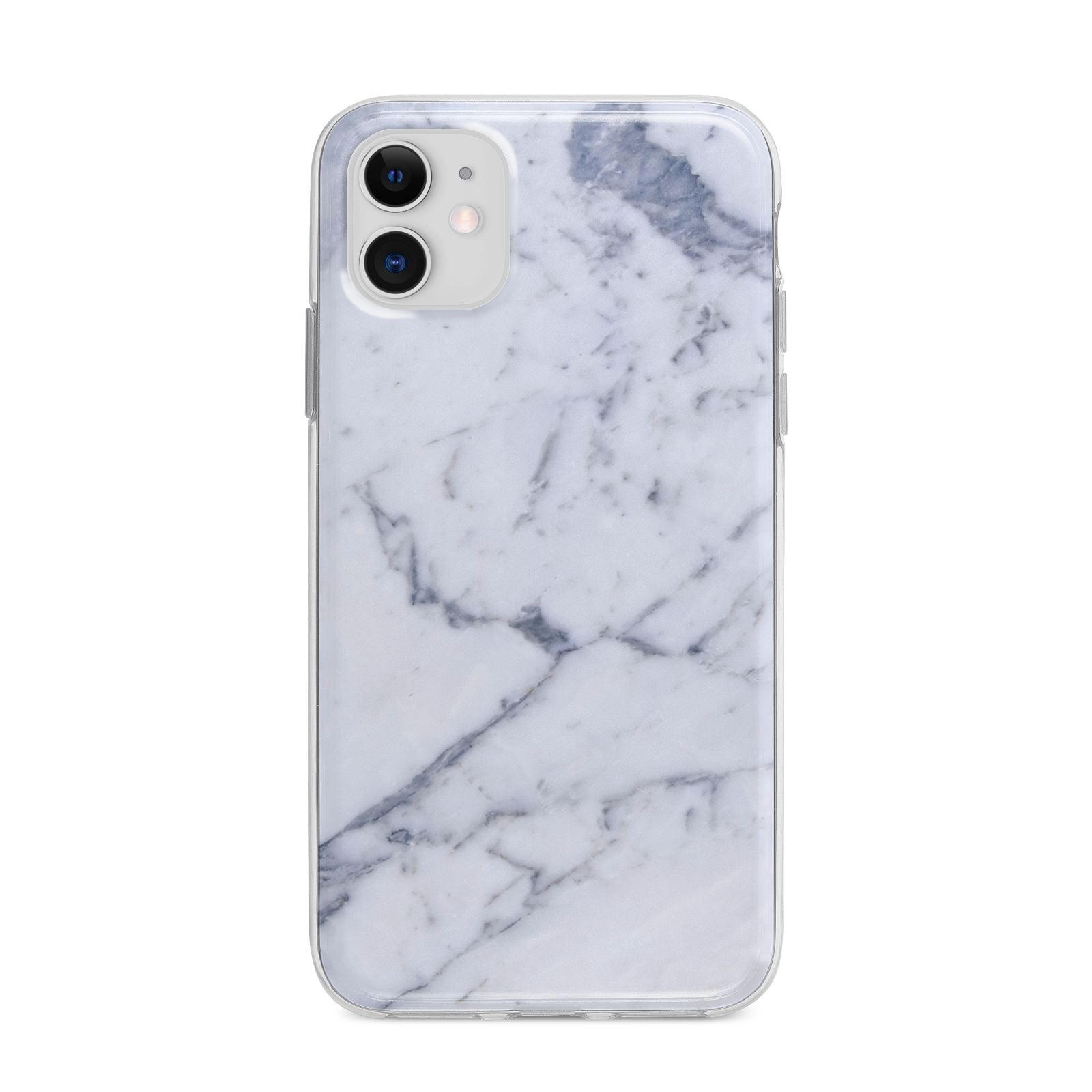 Faux Marble Grey White Apple iPhone 11 in White with Bumper Case