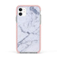 Faux Marble Grey White Apple iPhone 11 in White with Pink Impact Case