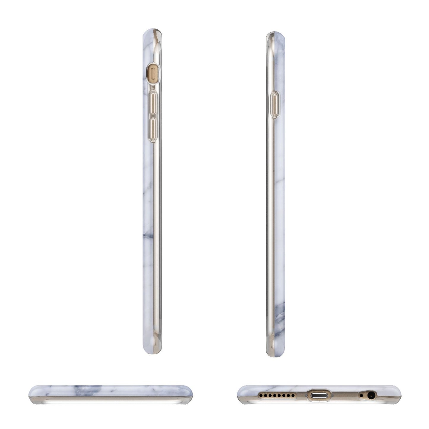 Faux Marble Grey White Apple iPhone 6 Plus 3D Wrap Tough Case Alternative Image Angles