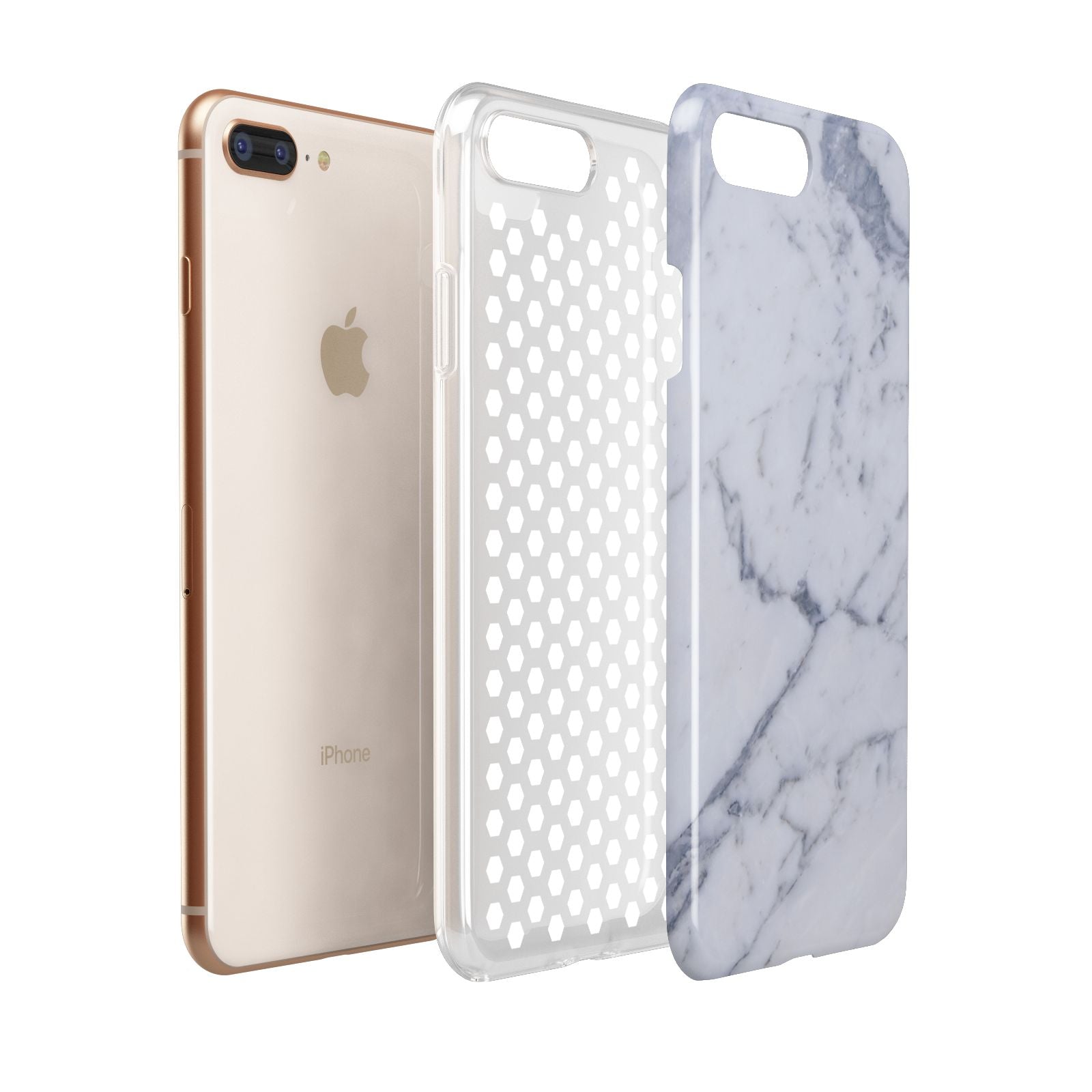 Faux Marble Grey White Apple iPhone 7 8 Plus 3D Tough Case Expanded View