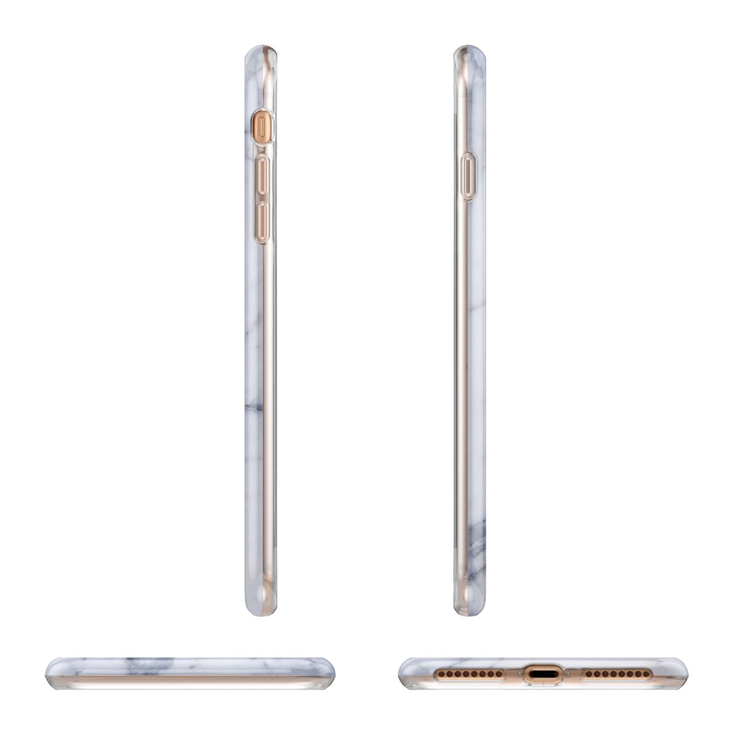 Faux Marble Grey White Apple iPhone 7 8 Plus 3D Wrap Tough Case Alternative Image Angles