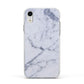 Faux Marble Grey White Apple iPhone XR Impact Case White Edge on Silver Phone