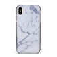 Faux Marble Grey White Apple iPhone Xs Max Impact Case Black Edge on Gold Phone
