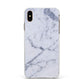 Faux Marble Grey White Apple iPhone Xs Max Impact Case White Edge on Gold Phone
