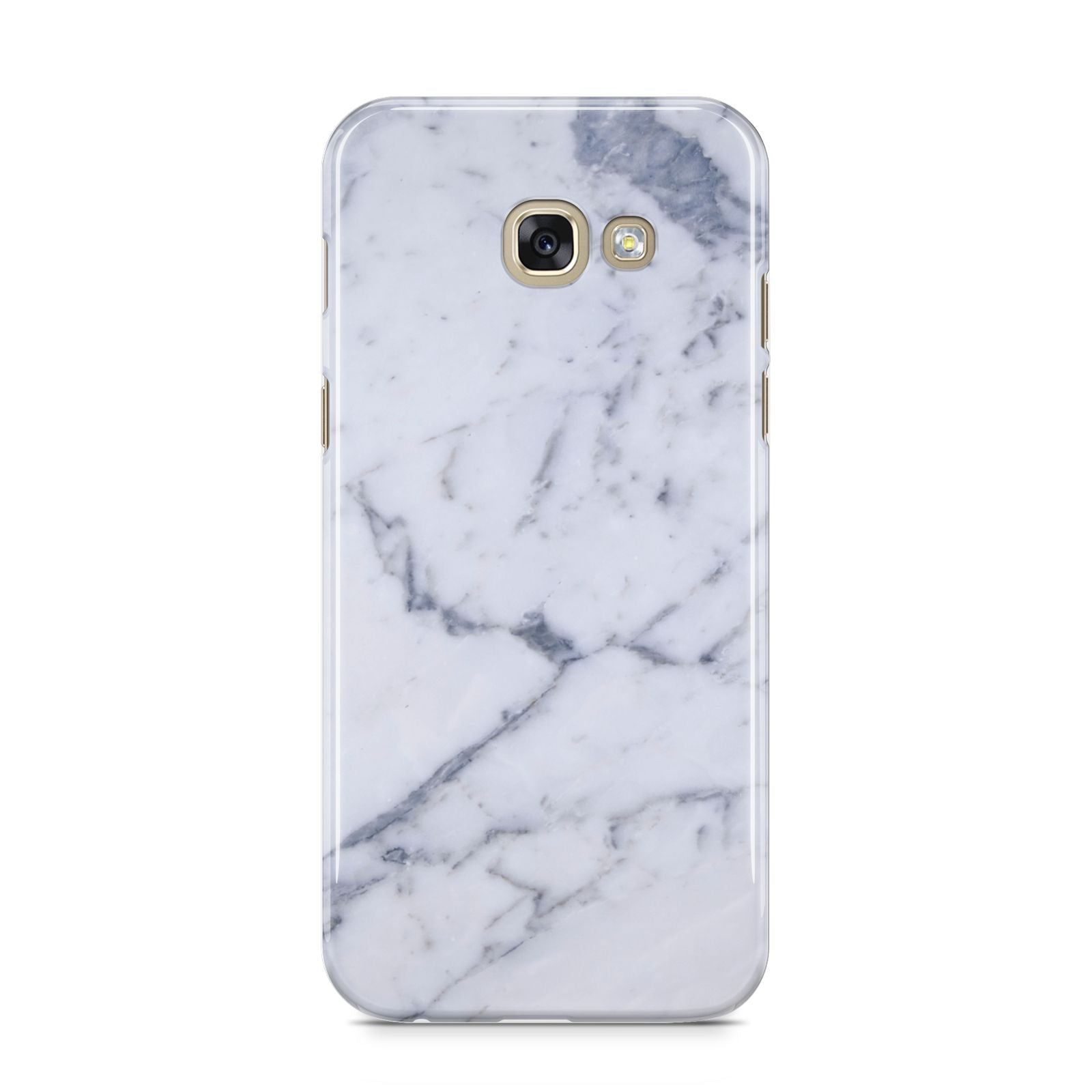Faux Marble Grey White Samsung Galaxy A5 2017 Case on gold phone